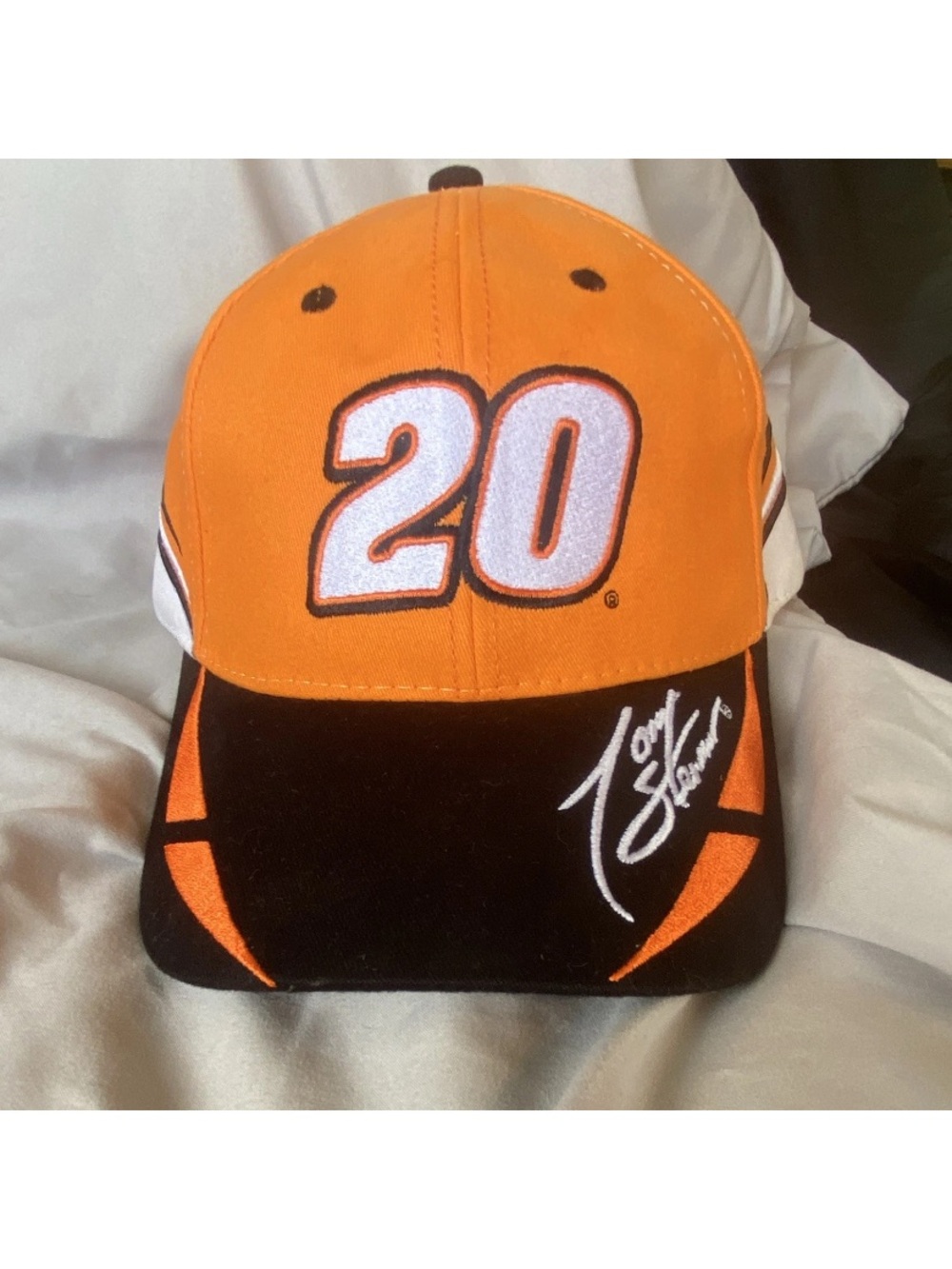 Orange and Black Men’s 20 Racing Cap Home Depot Joe Gibbs Racing signed